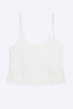 Weiß - Cropped Camisole mit Spitzenbesatz - 3