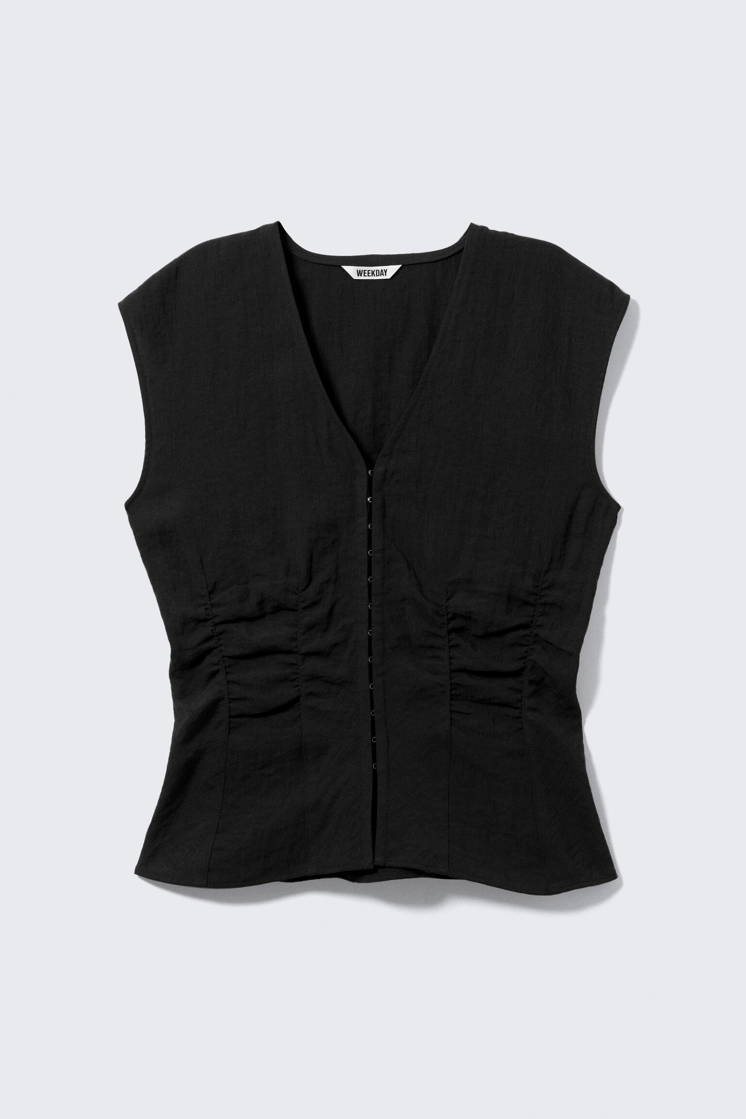 Sleeveless Crinkle Top - Black/White/White/Dark Grey - 2