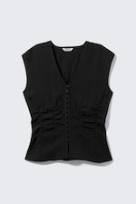 Black - Sleeveless Crinkle Top - 3