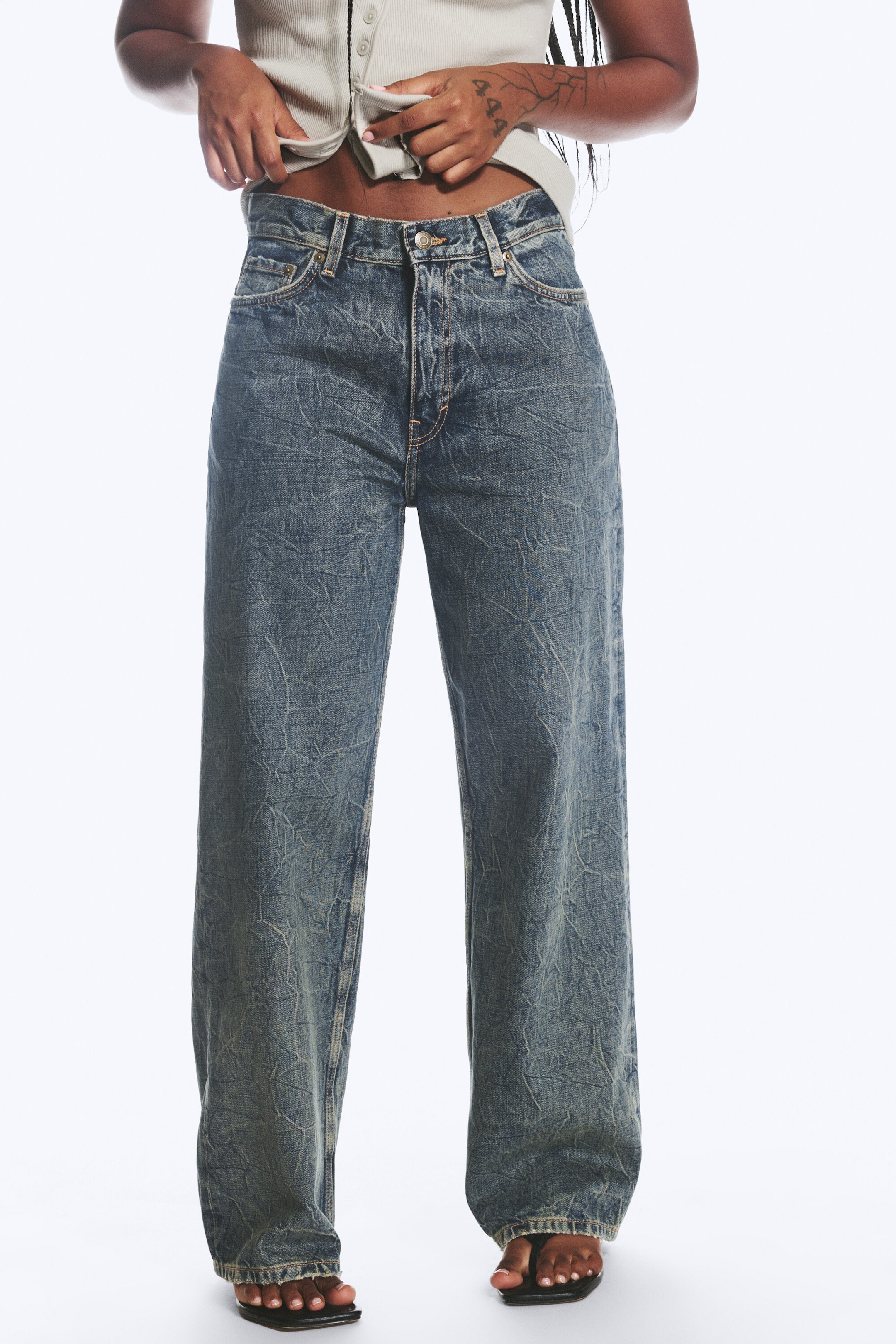 Bleu Tuscon - Bleu moyen - Jean jambe large taille basse Dynasty - 2