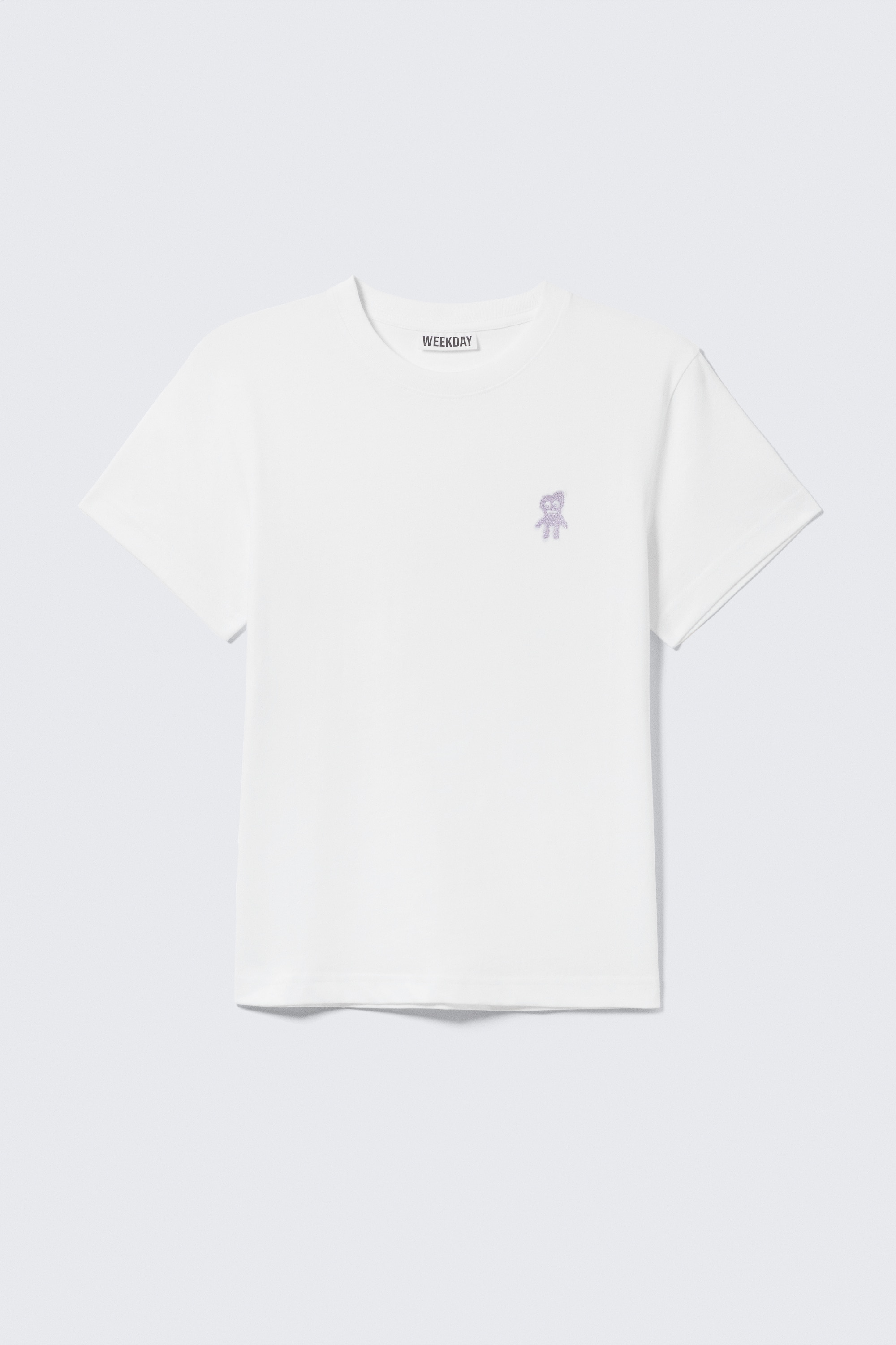 Shrunken Cotton T-shirt - White - Embroidered Monster