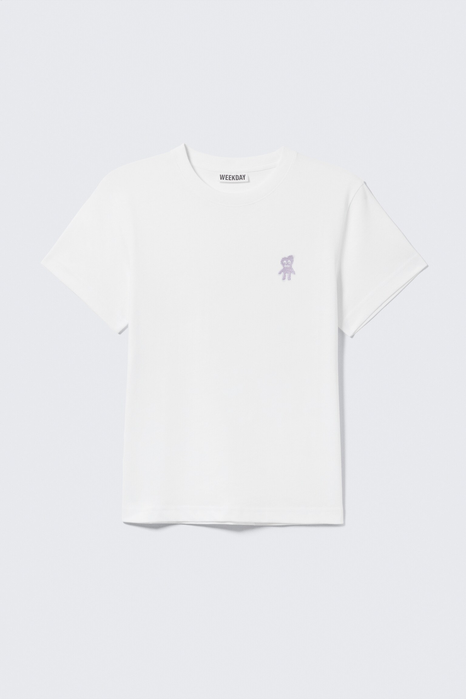 Shrunken Cotton T-shirt - White - Embroidered Monster