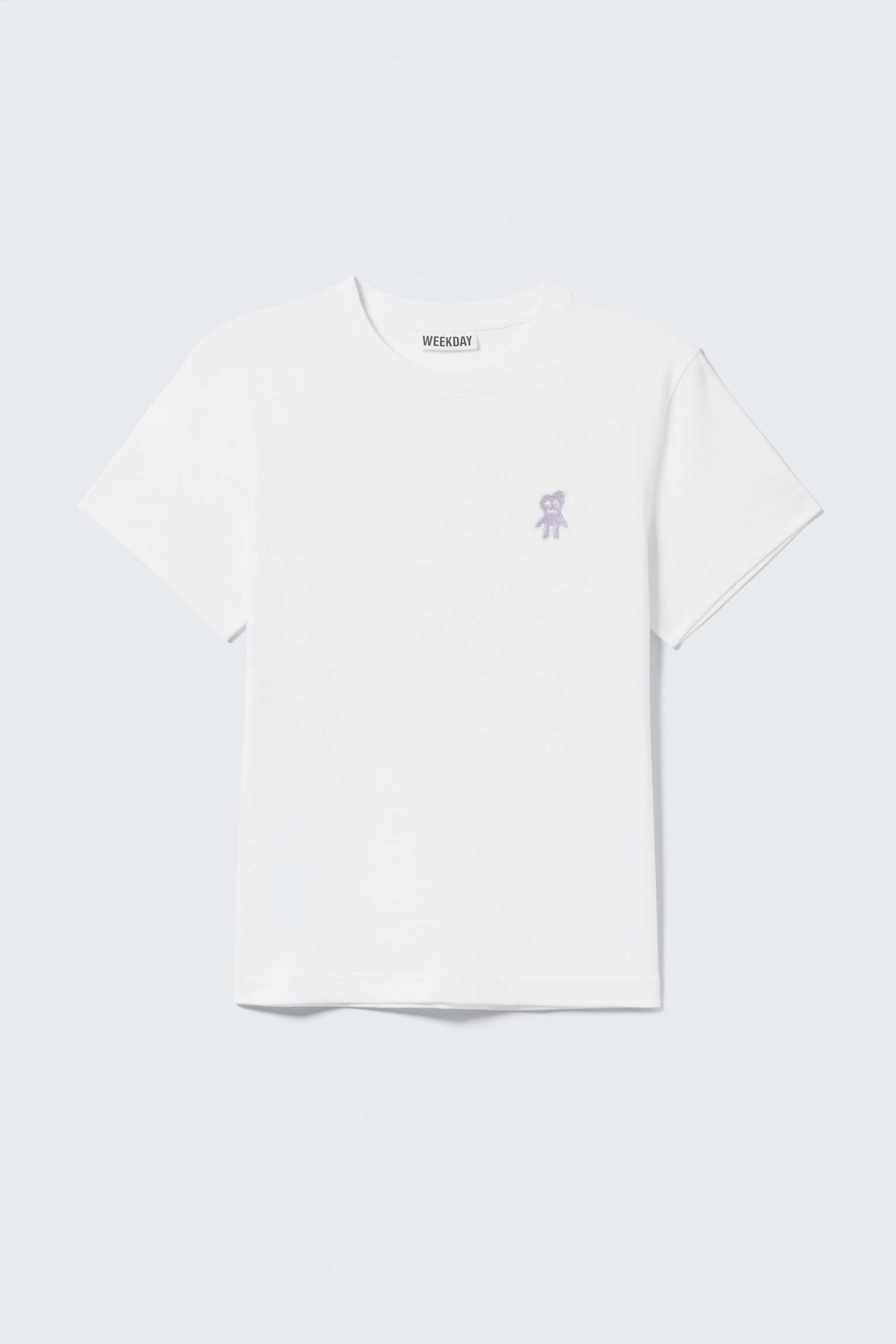 Shrunken Cotton T-shirt - White - Embroidered Monster - 2