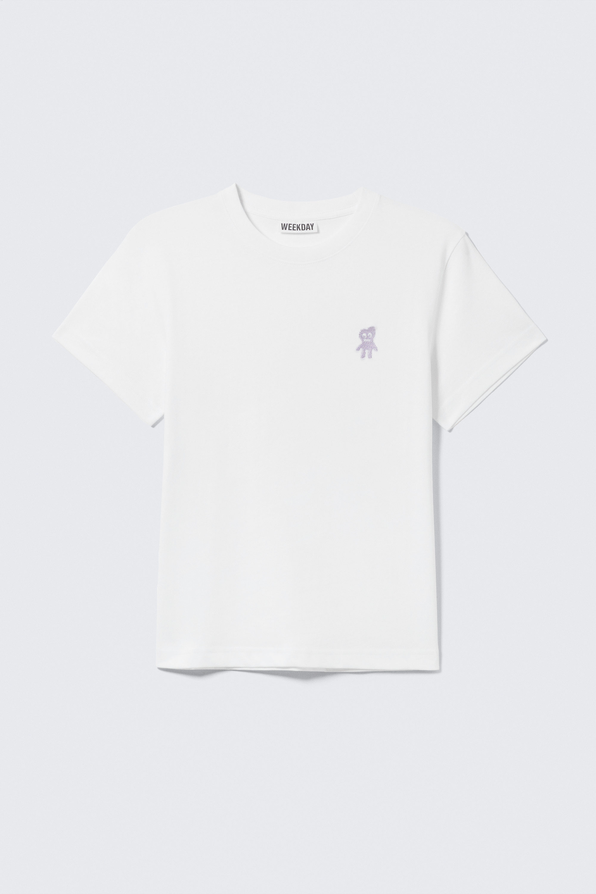 White - Embroidered Monster - Shrunken Cotton T-shirt - 3