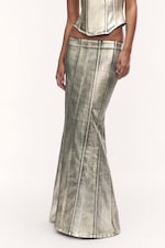 Silber/Gold beschichtet - Beschichteter Jeans-Maxirock - 1
