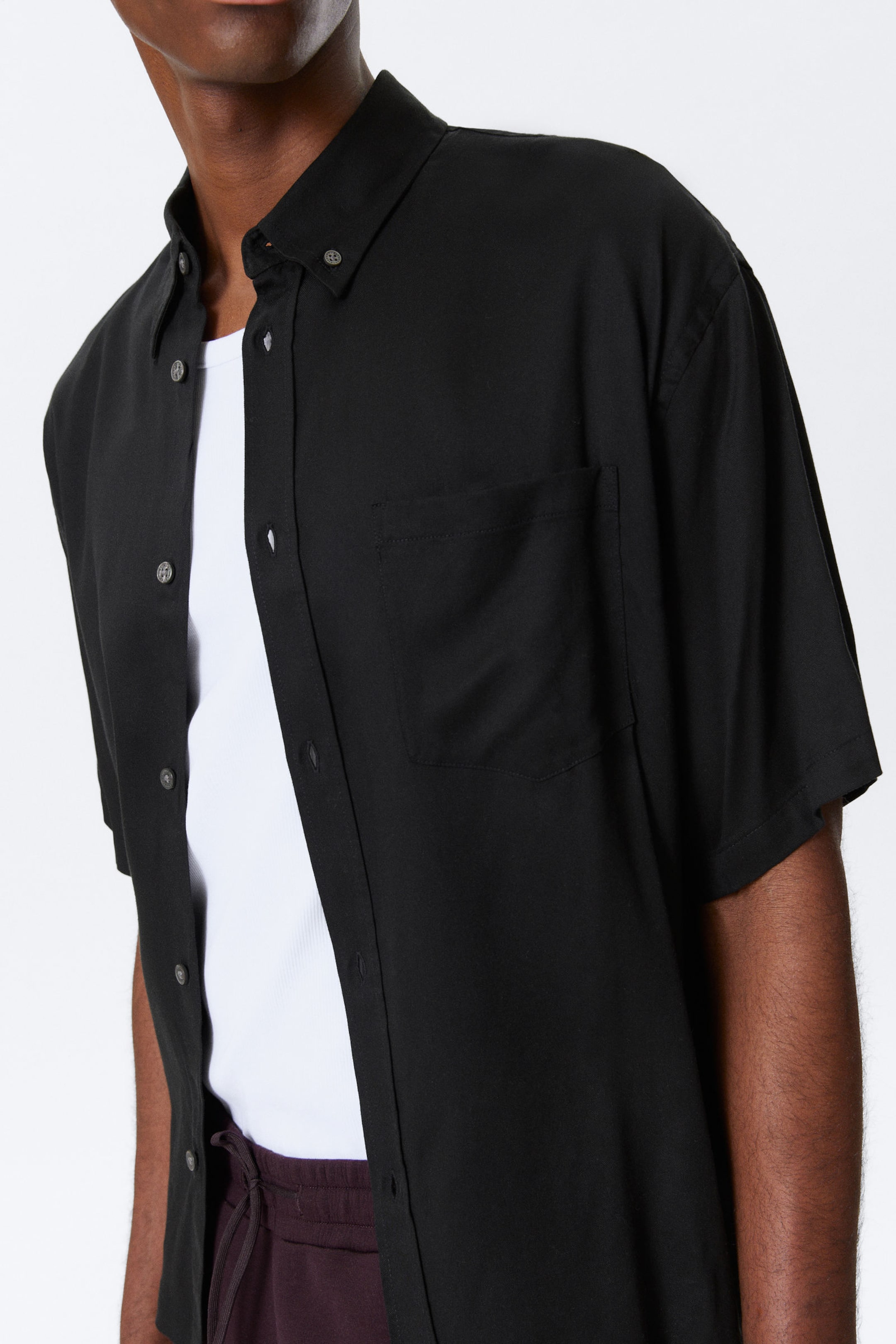 #272628 - Oversized Draped Boxy Short-Sleeved Shirt - 2