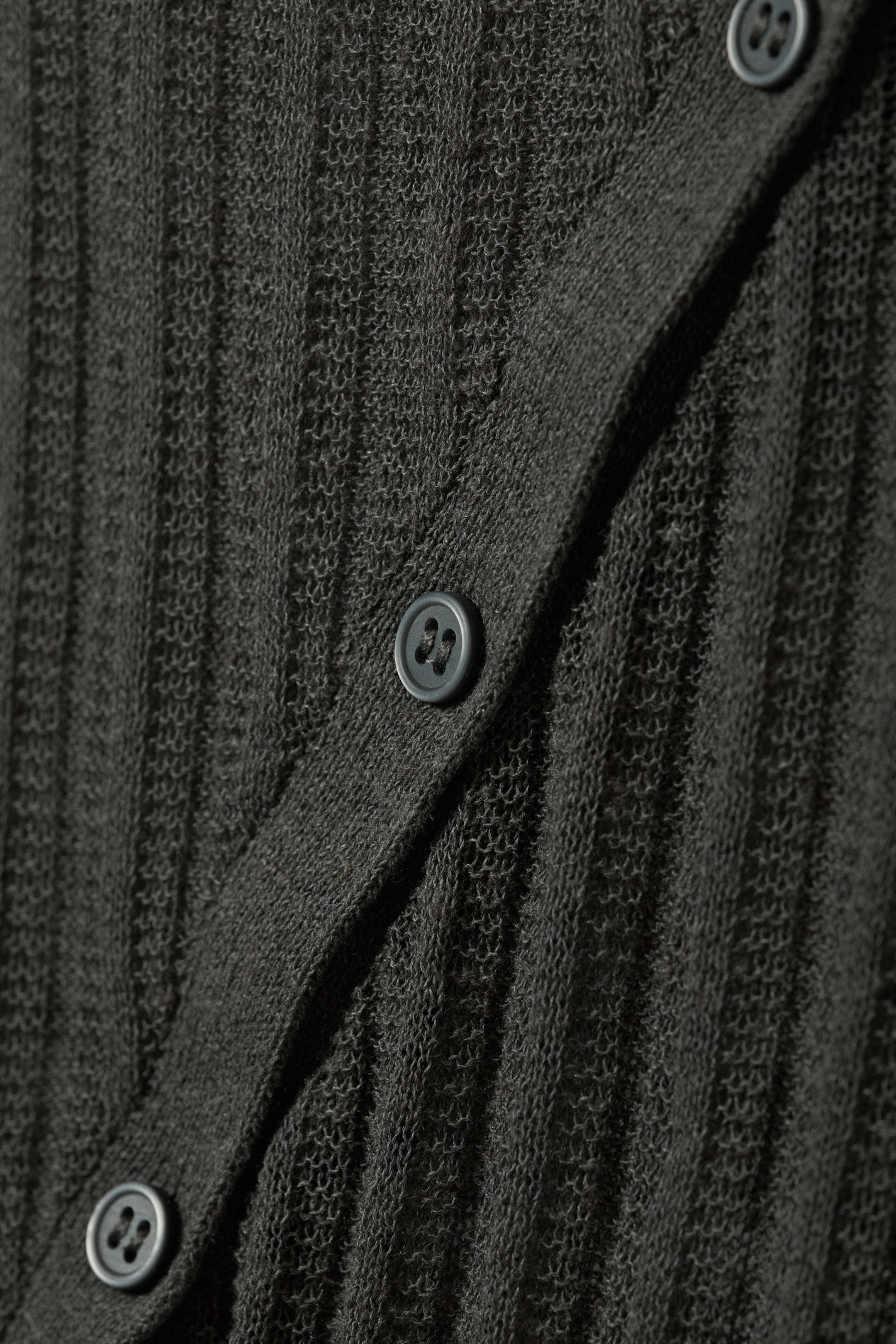 Dark Grey - Asymmetric Linen Blend Cardigan - 1
