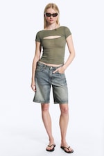 Dusty Khaki Green - Layered Two-Piece Bolero Top - 1