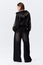 Washed Black - Washed Wide Leg Scuba Sweatpants - 3