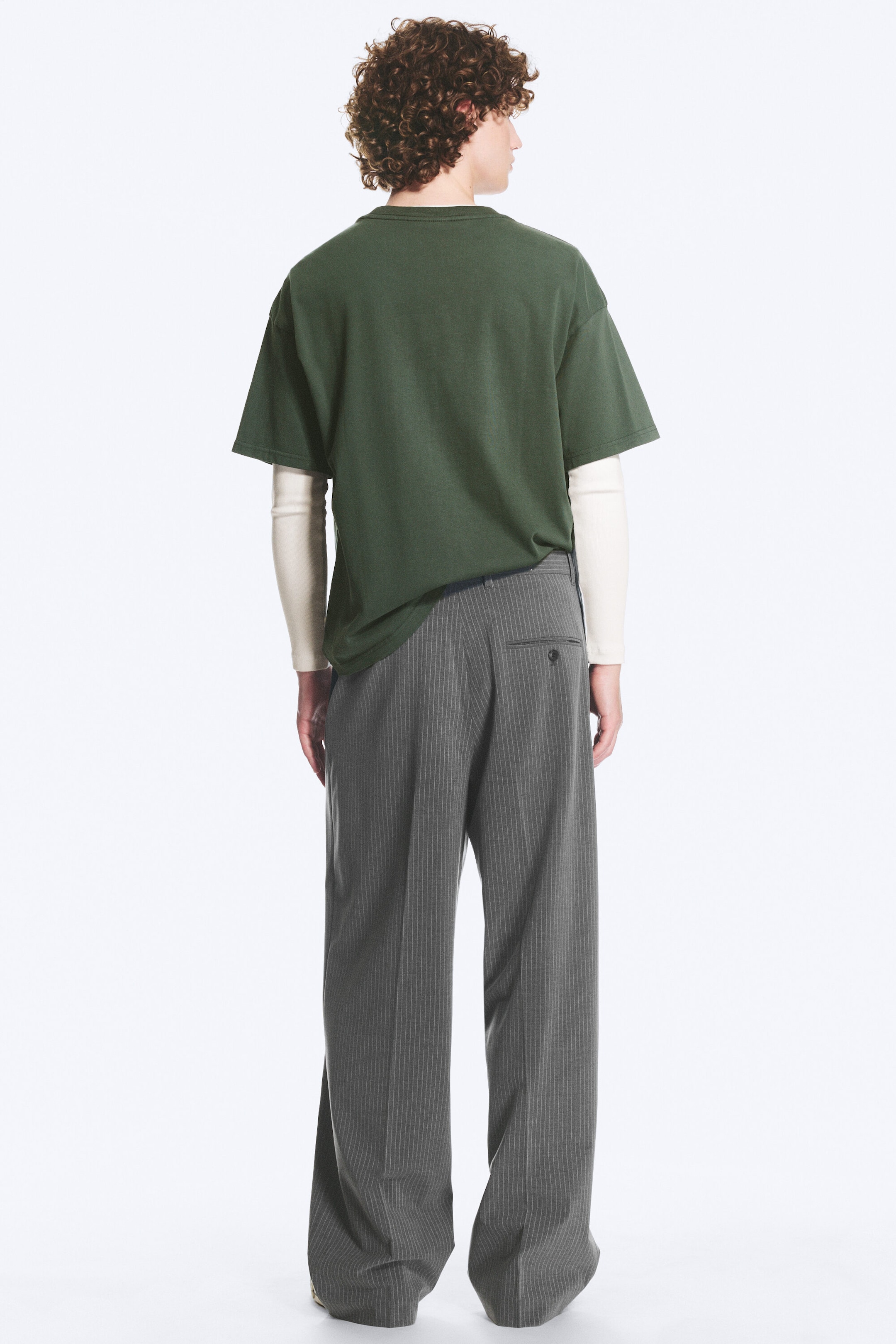 Pinstriped Dark Grey - Uno Loose Suit Trousers - 3