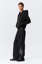 Broderad Svart - Uno Lediga Broderade Kostymbyxor - 3