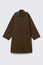 Dark Khaki Green - Oversized Canvas Car Coat - 5