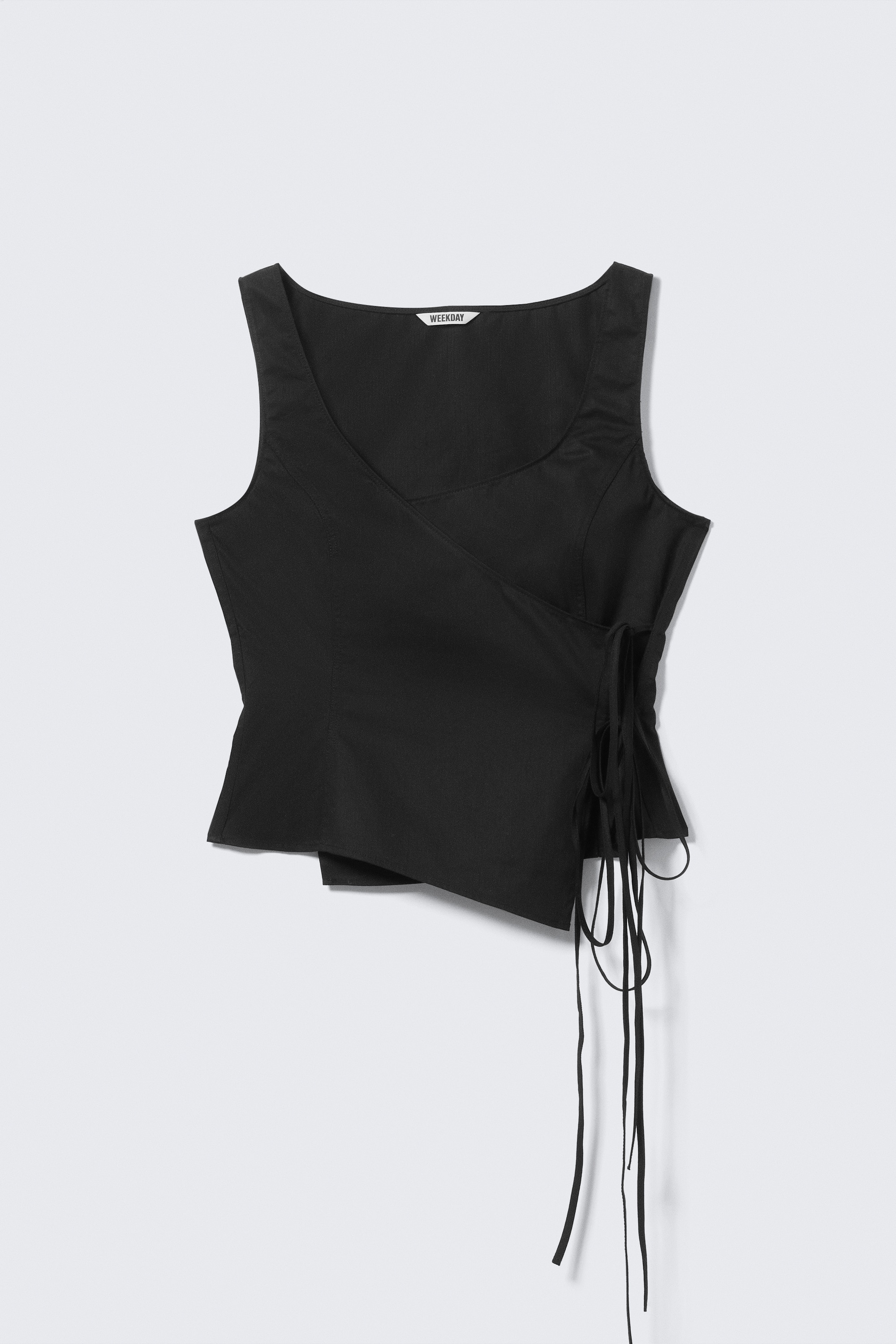 Asymmetrische top met wikkelbandjes - Zwart/Donkergrijs gemêleerd