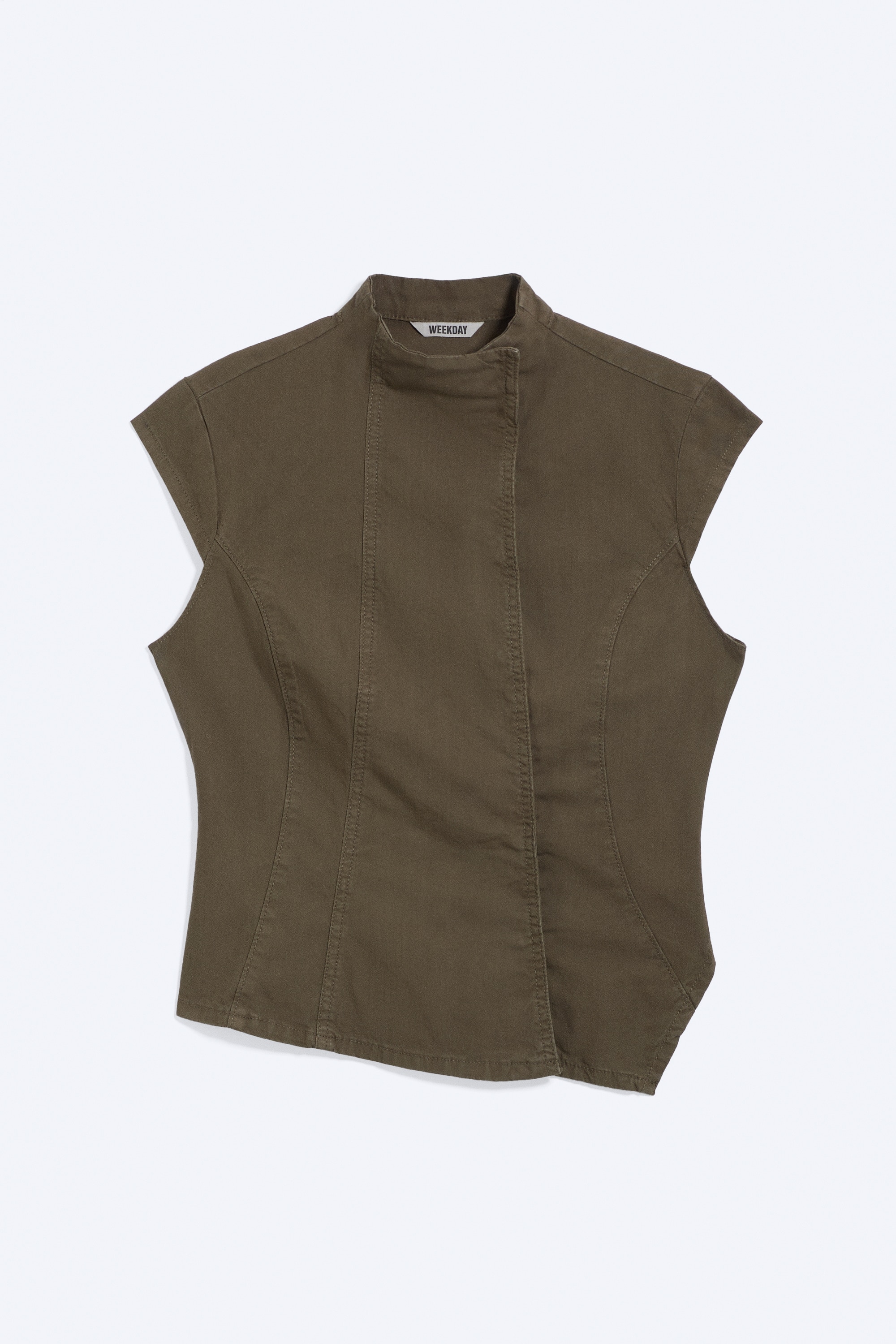 Top asimétrico de algodón - Topo oscuro/Blanco/Negro