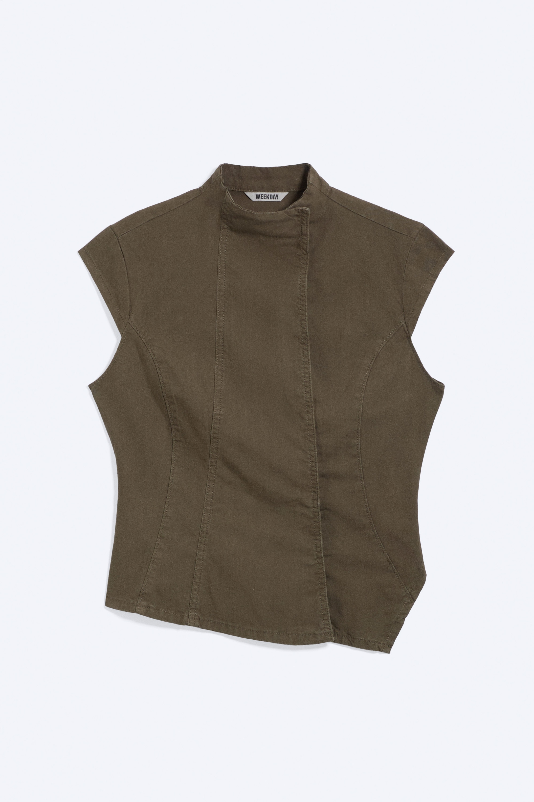 Taupe foncé - Haut structuré asymétrique en coton - 5