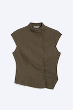 Taupe foncé - Haut structuré asymétrique en coton - 5