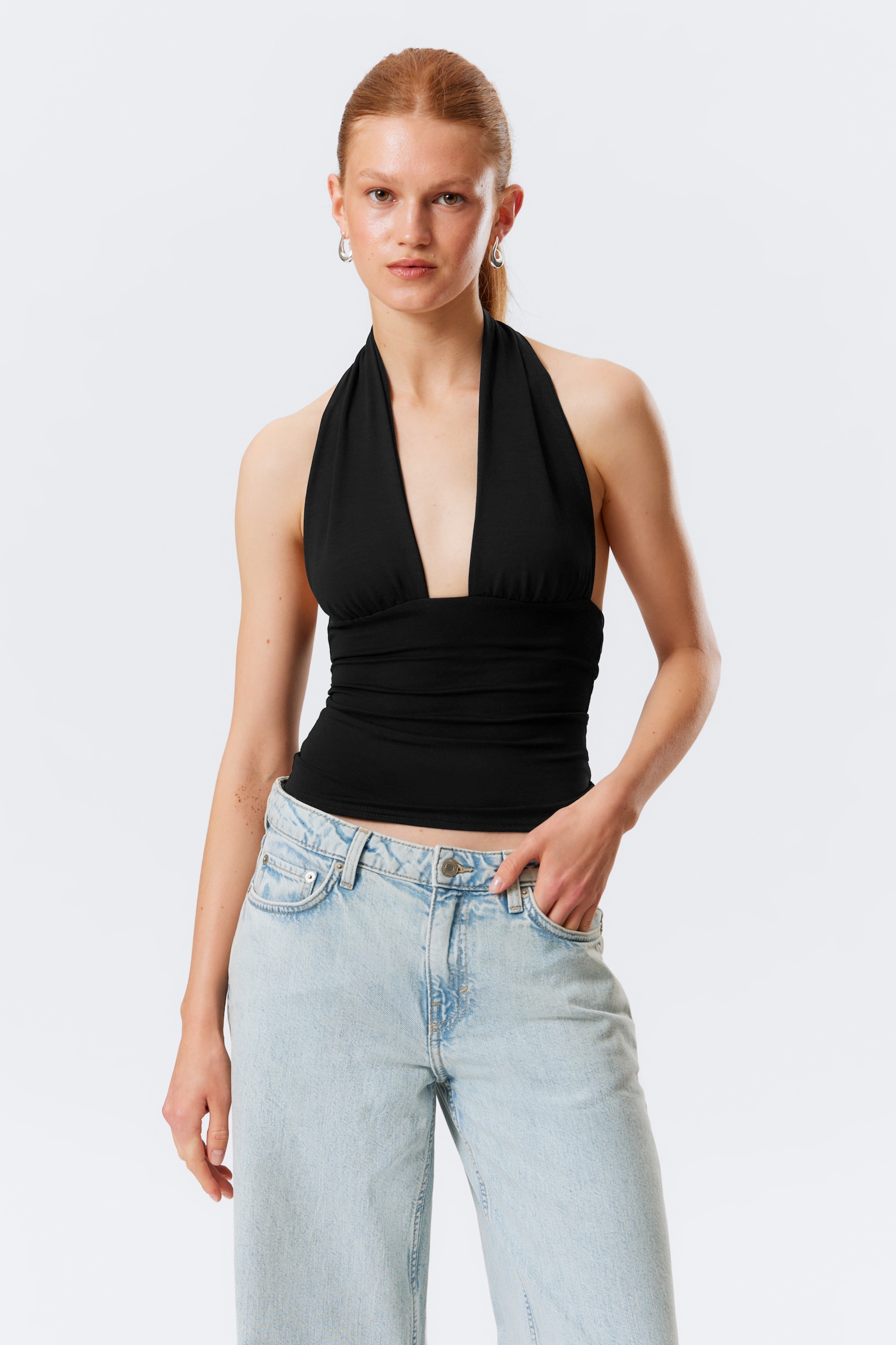 Deep Halterneck Top - Black/Dark Blue/Dark Mole & White Stripes/Red/White/Dusty Grey - 1