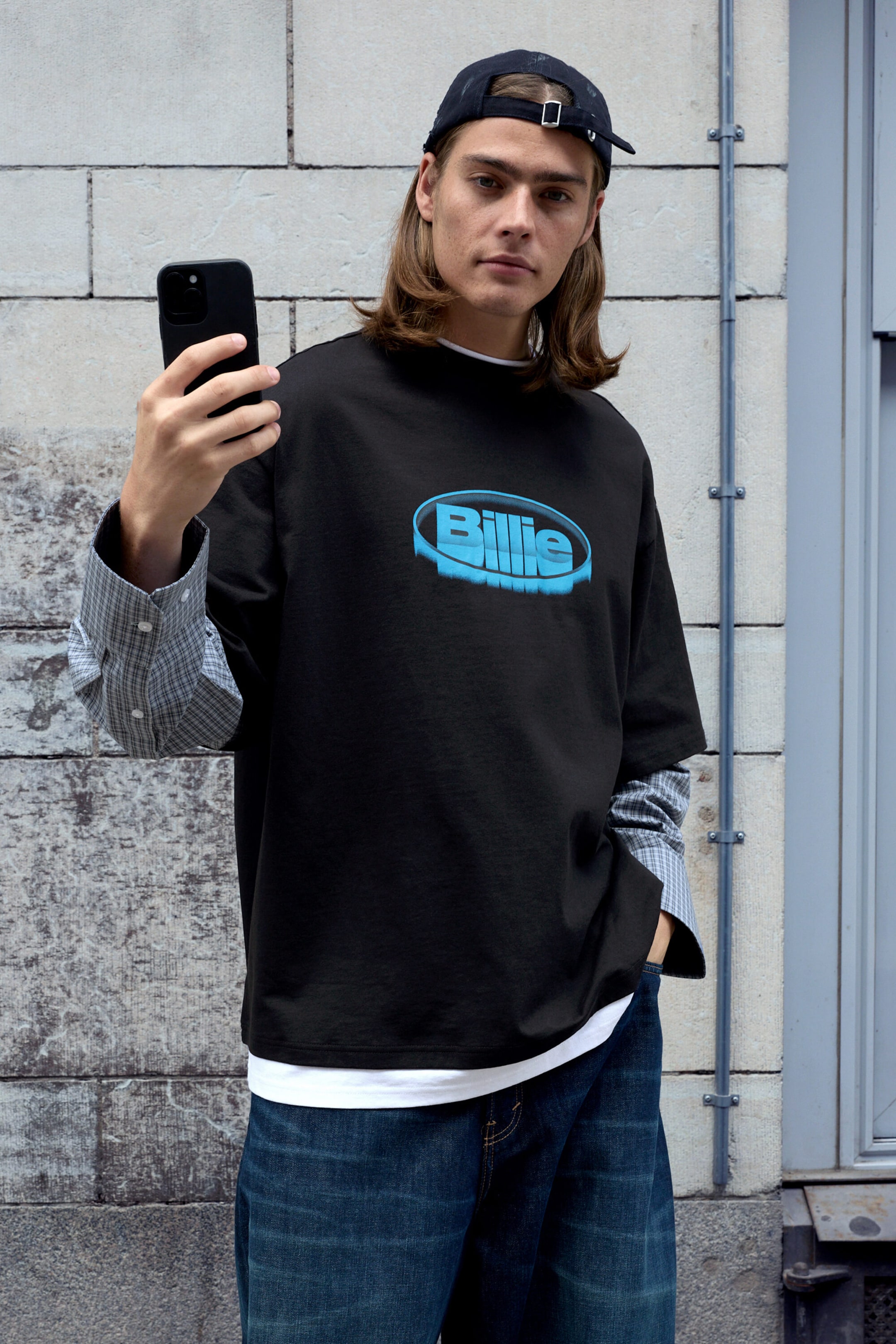 Black - BILLIE LONG-SLEEVED LAYERED OVERSIZED TOP - 2