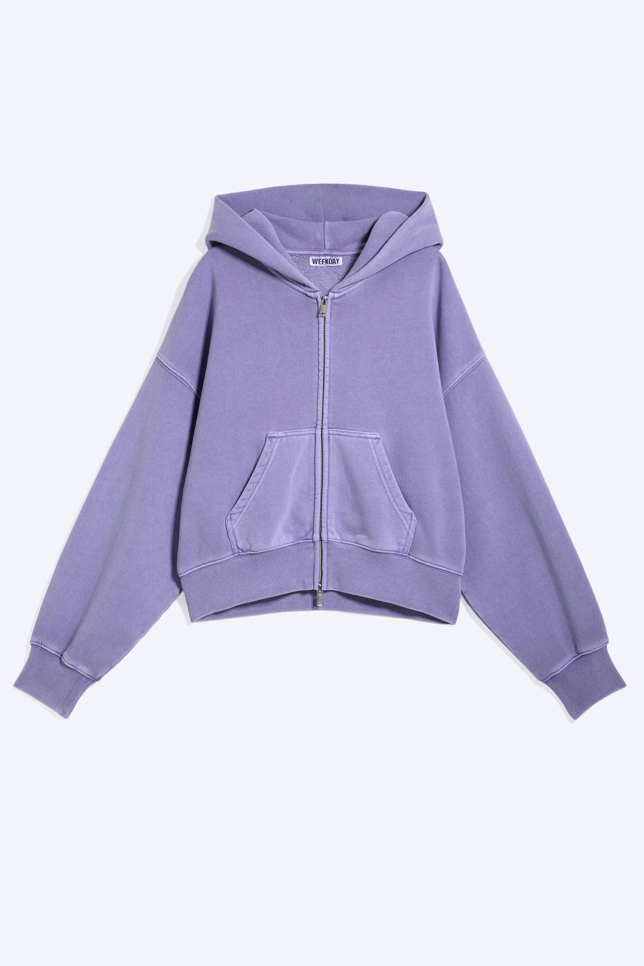 Washed Lilac - Cropped Boxy Zip Hoodie - 1