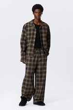 Checked Dark Brown - Relaxed Flannel Pyjama Trousers - 2