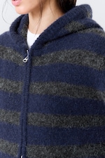 Blue & Grey Stripes - Knitted Wool-Blend Zip Hoodie - 3