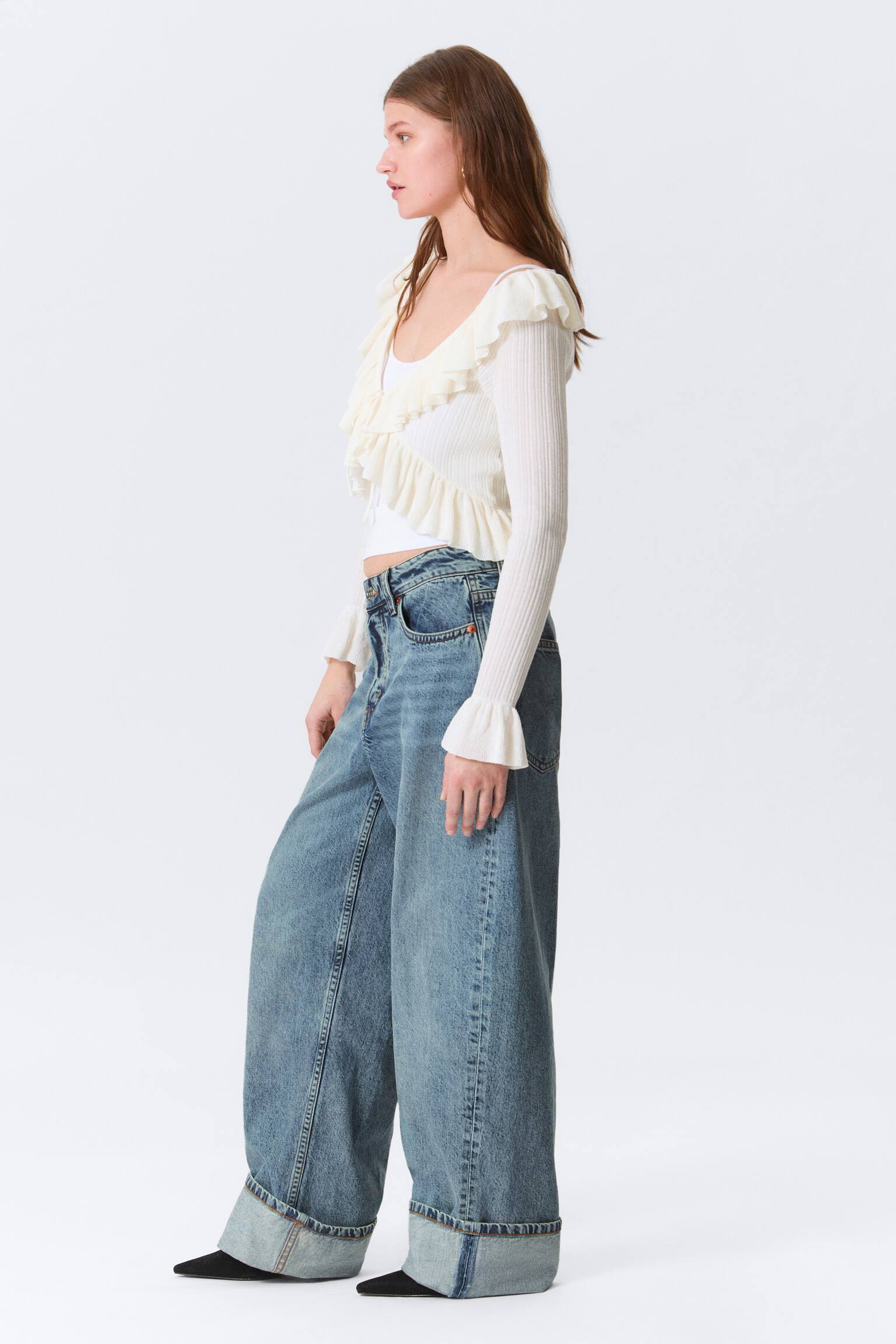 Peggy Low Rise Loose Baggy Leg Jeans - Blå - Oprul/Blue Rinse – mørkeblå - 6