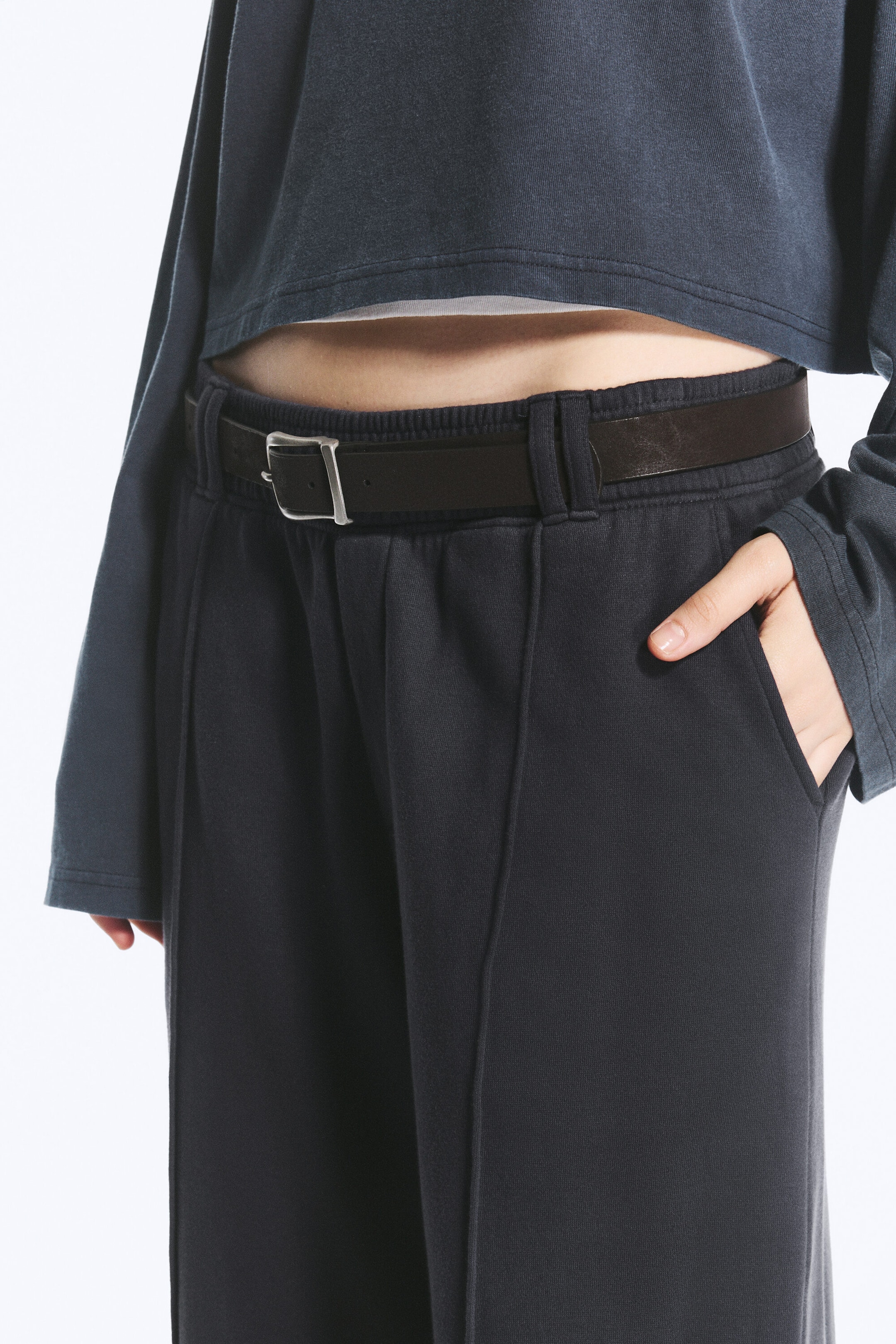 Bleu foncé - Loose Pleated Joggers - 3