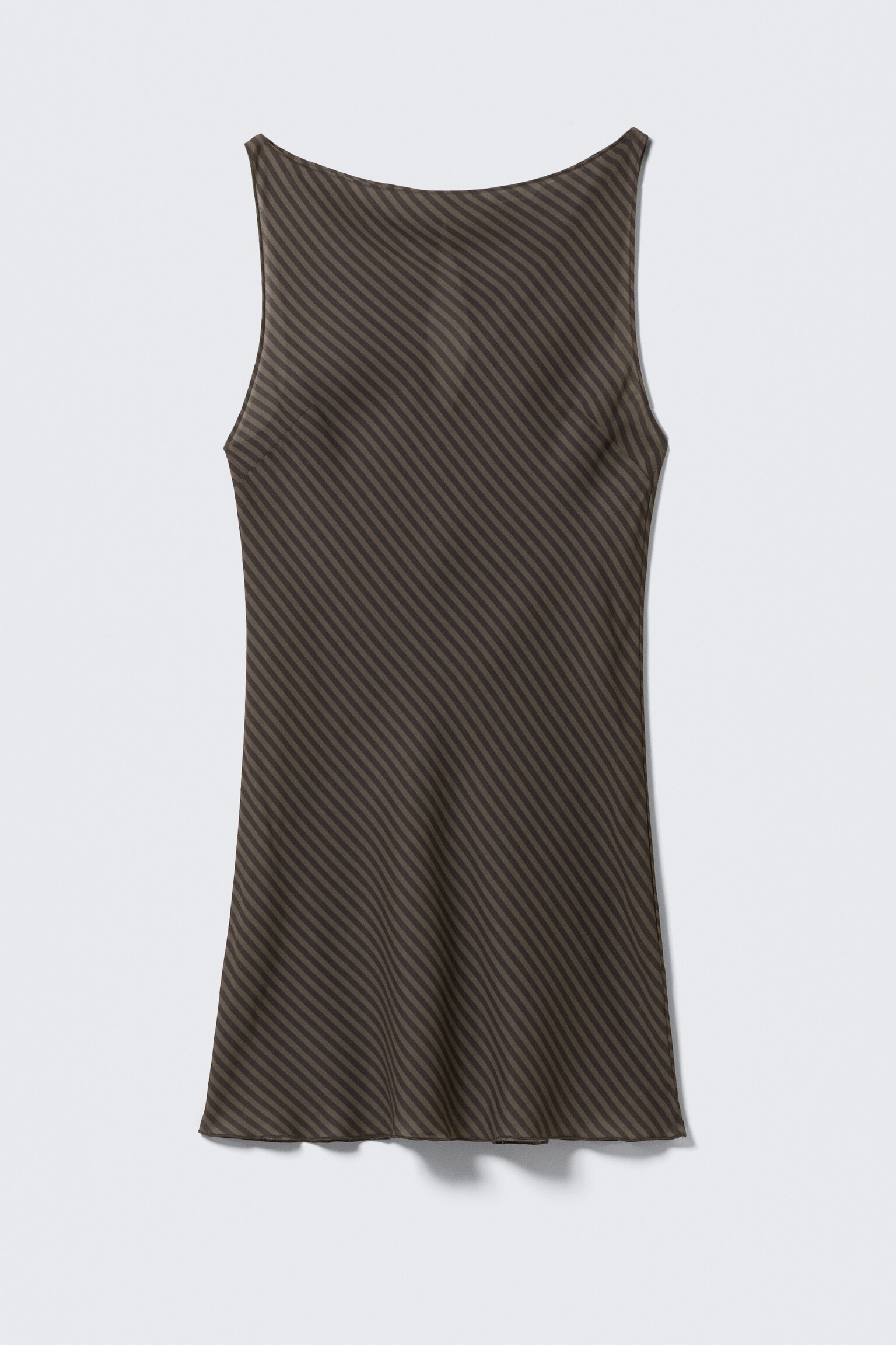 Sheer Sleeveless Boat-Neck Mini Dress - Black & Dark Mole/Dark Grey/Dark Blue