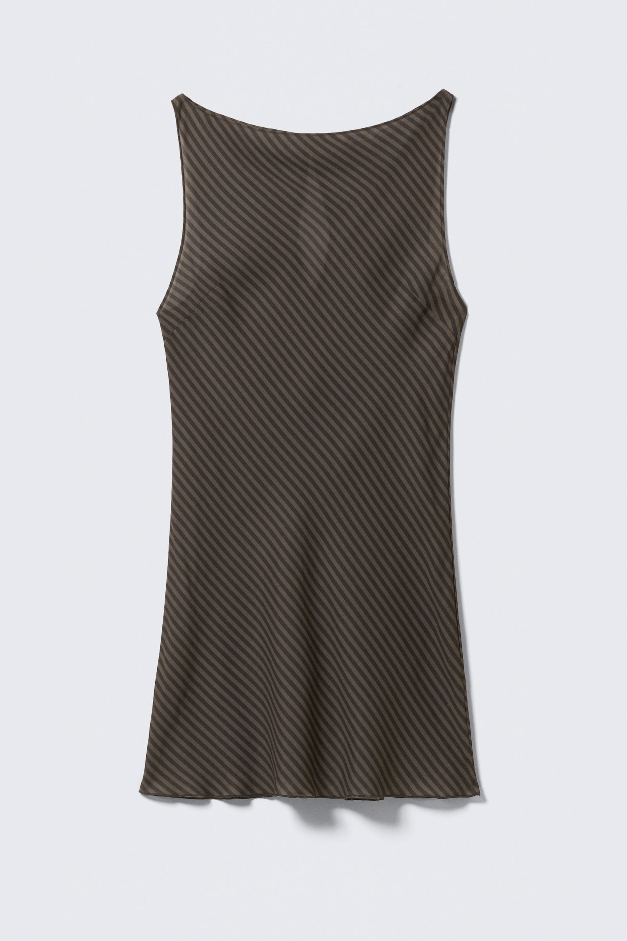 Black & Dark Mole - Sheer Sleeveless Boat-Neck Mini Dress - 4