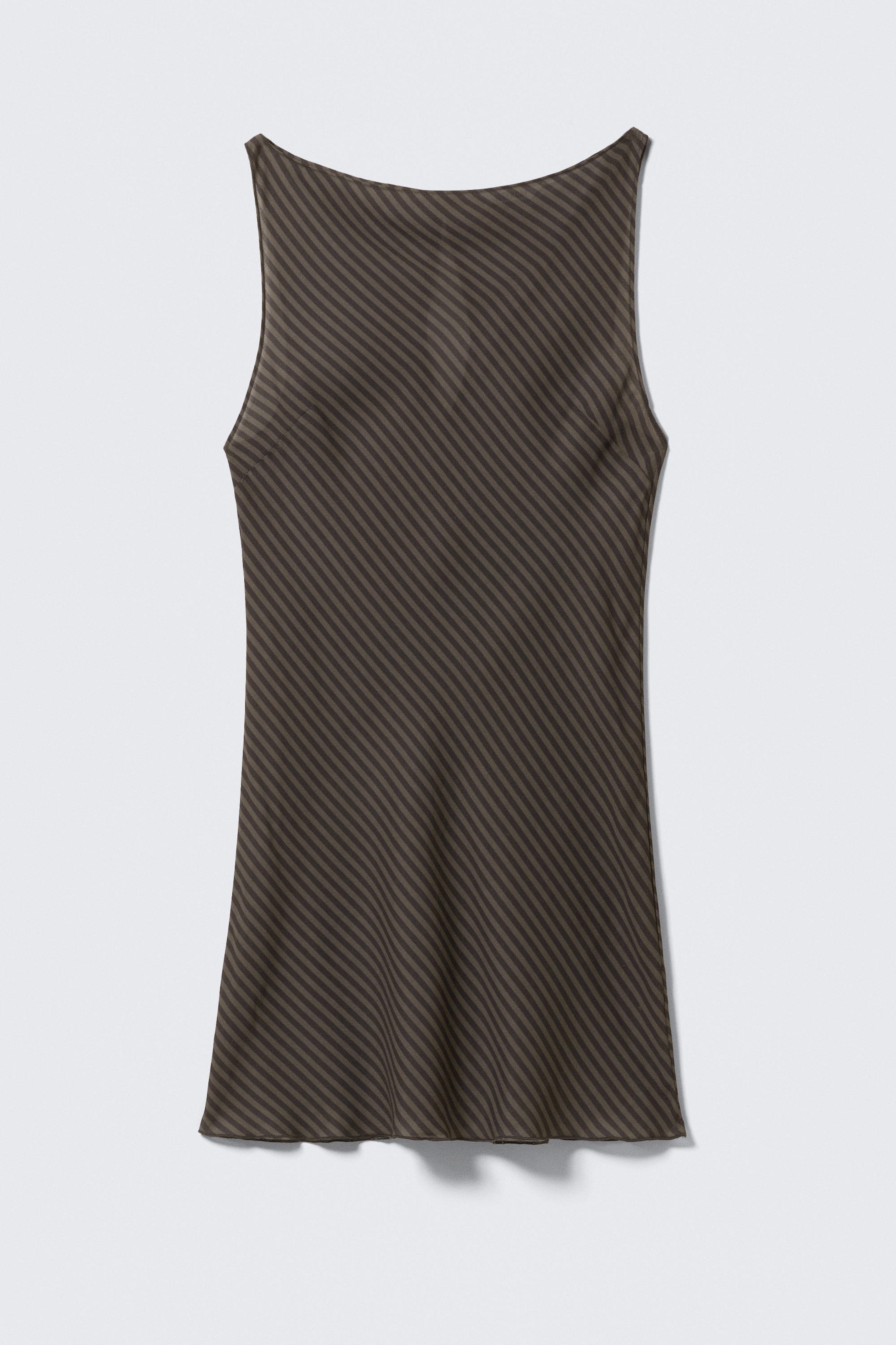 Black & Dark Mole - Sheer Sleeveless Boat-Neck Mini Dress - 1