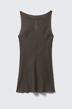 Schwarz & dunkles Graubraun - Zartes ärmelloses Minikleid mit U-Boot-Ausschnitt - 0