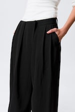 Black - Asymmetric Wide Leg Suiting Trousers - 4