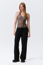 Noir - Pantalon de pyjama décontracté taille mi-haute - 0