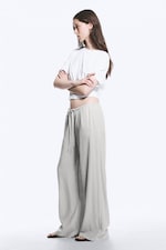 Light Grey - Low Rise Linen-Blend Trousers - 2