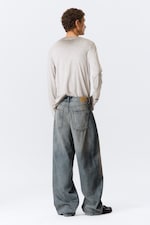 Arizona Blue - Medium Blue - Astro Mid Rise Loose Baggy Leg Unisex Jeans - 5