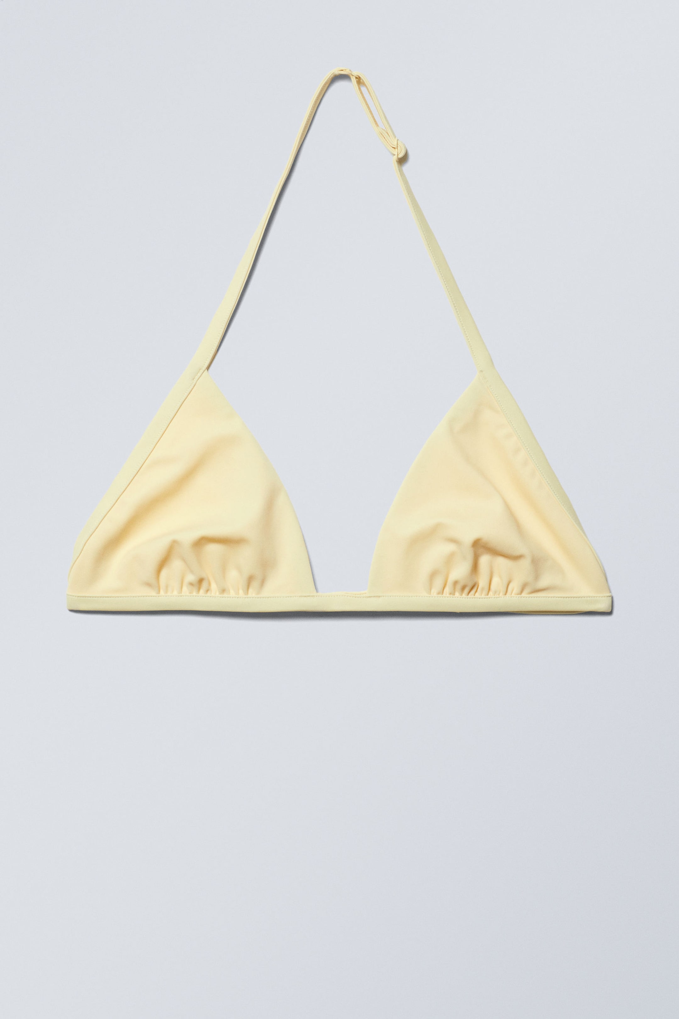 Light Yellow - Halter Scoop Neck Triangle Bikini Top - 3