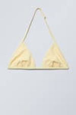 Light Yellow - Halter Scoop Neck Triangle Bikini Top - 3