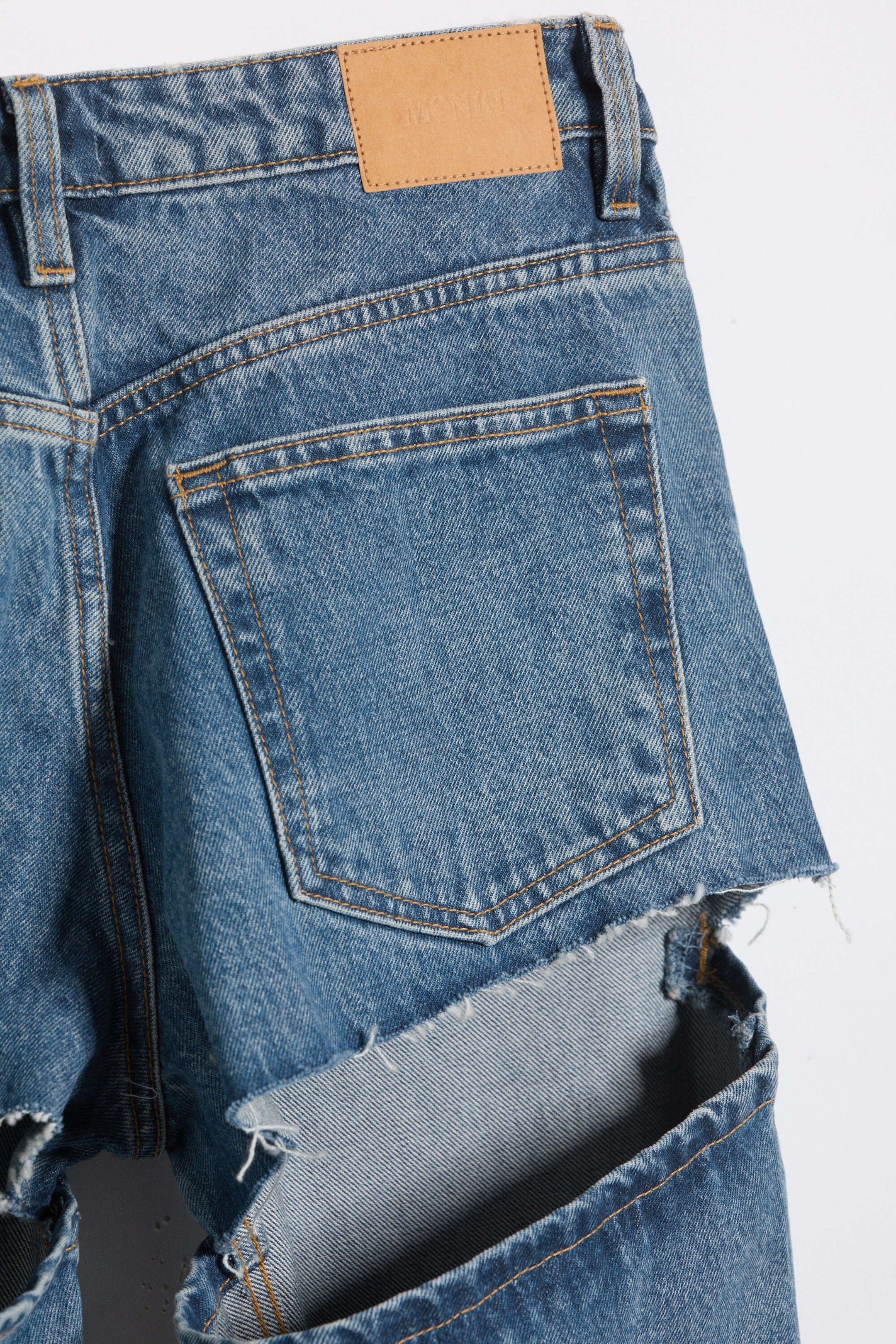 Medium Blue - Imoo Cut Low Rise Loose Wide Leg Jeans - 6