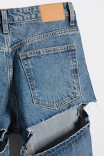 Medium Blue - Imoo Cut Low Rise Loose Wide Leg Jeans - 6