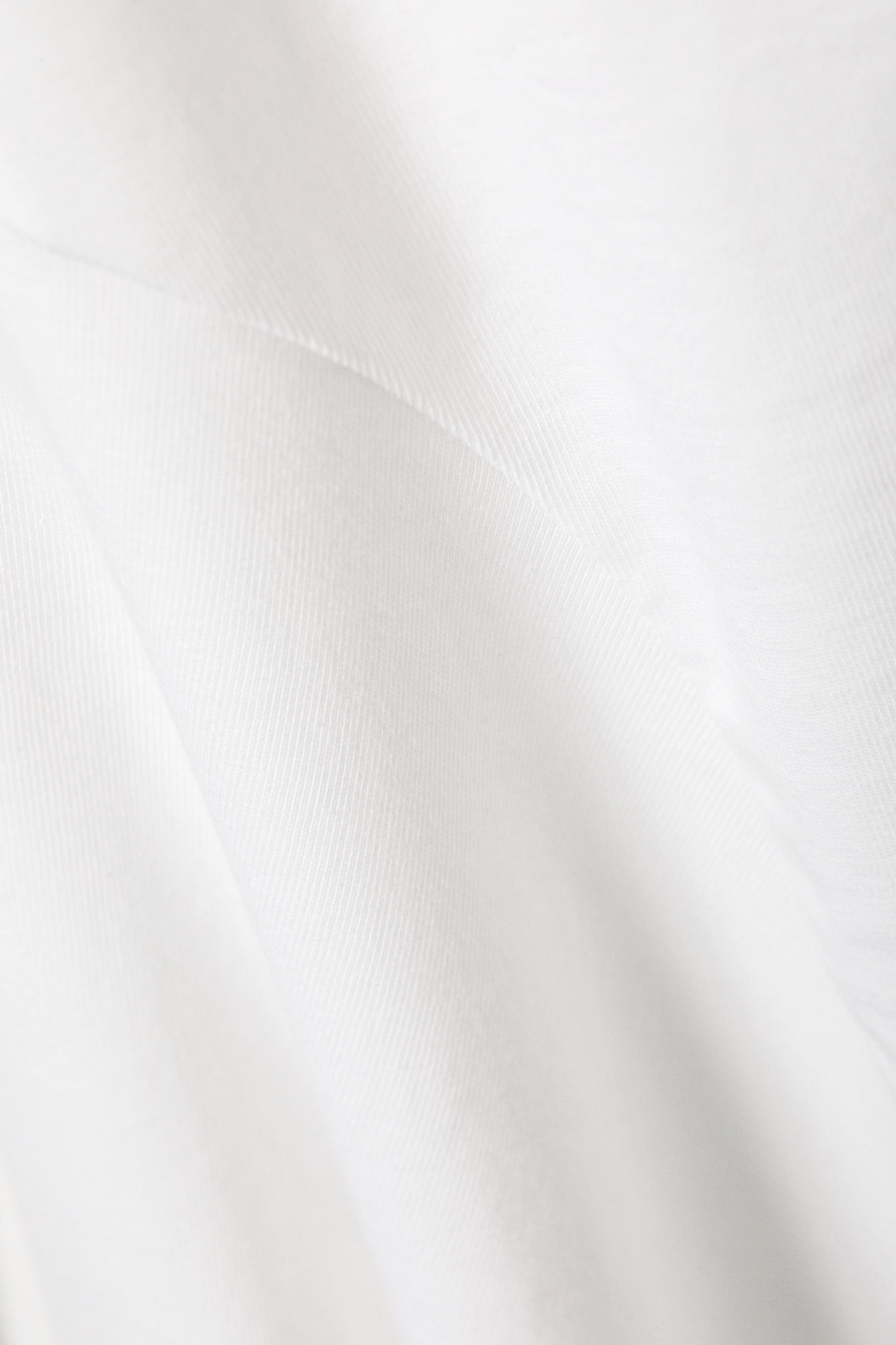Weiß - Asymmetrisches Baumwoll-Minikleid mit Drapierung - 2