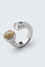 Silver - Open Organic Stone Ring - 1