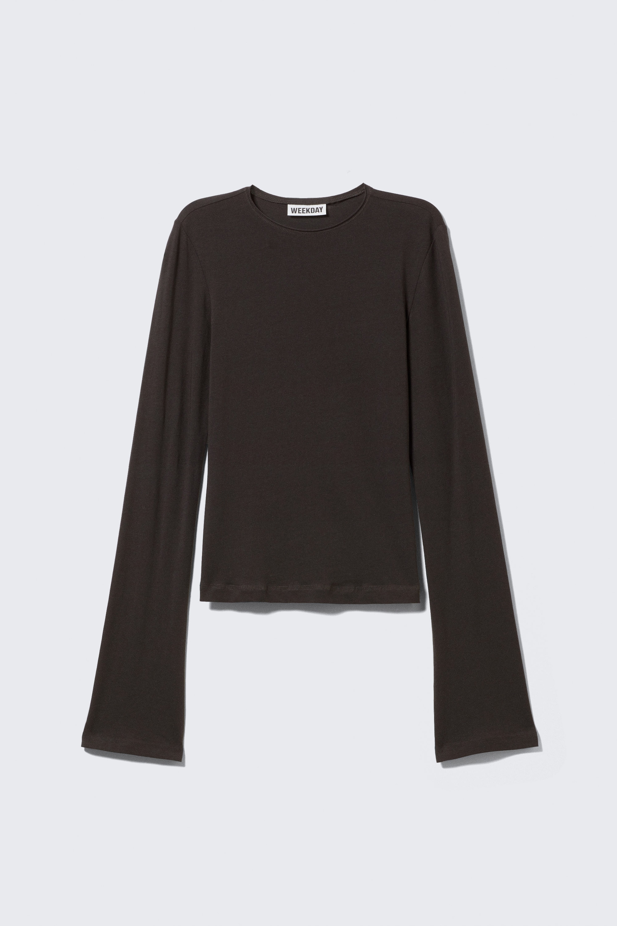 Dark Brown - Long Sleeve Cotton Top - 3