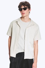Taupe cendré clair - Chemise texturée à manches courtes - 0