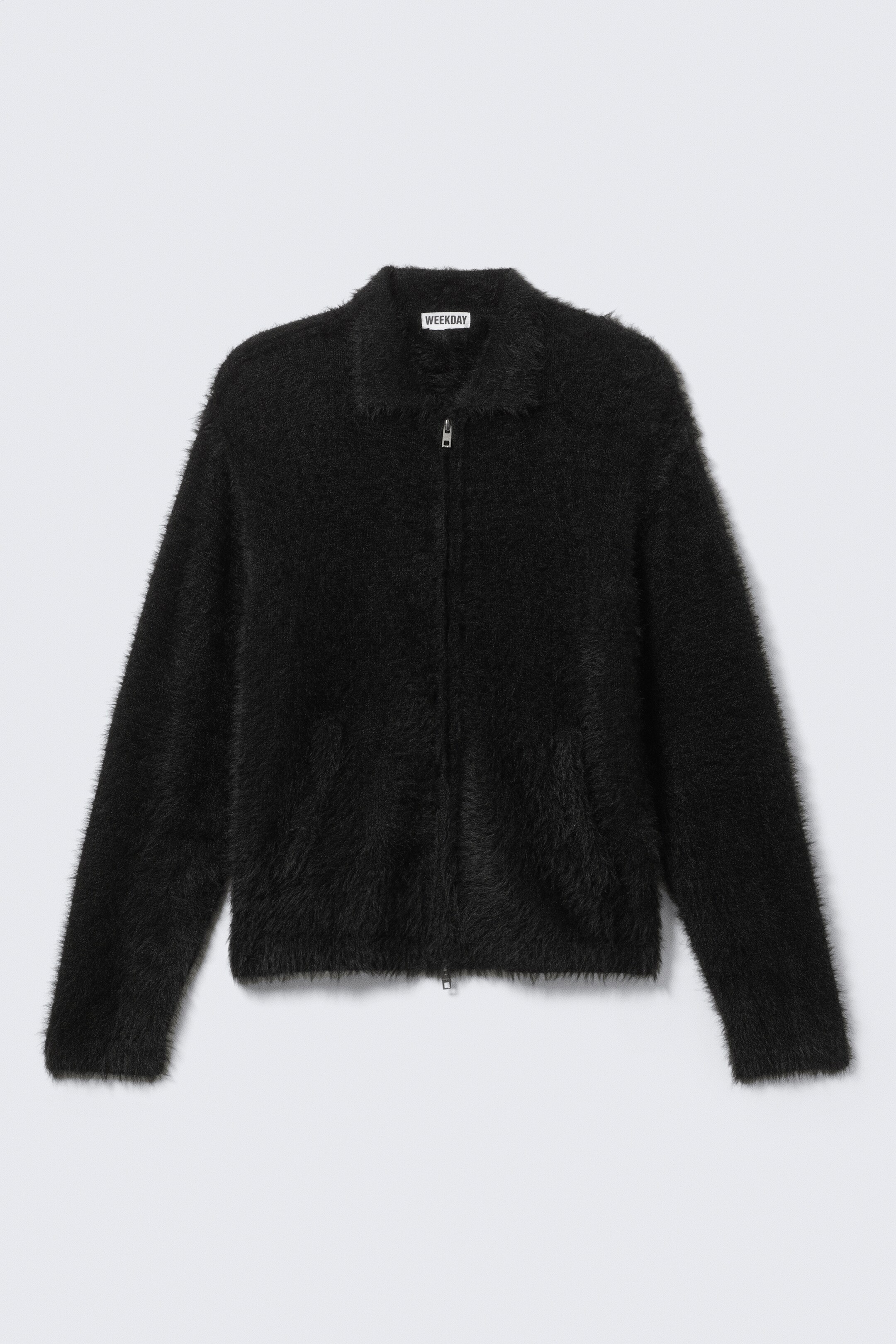 Visa större bild: Hårig stickad cardigan med dragkedja - Svart - HERR | H&M FI 5
