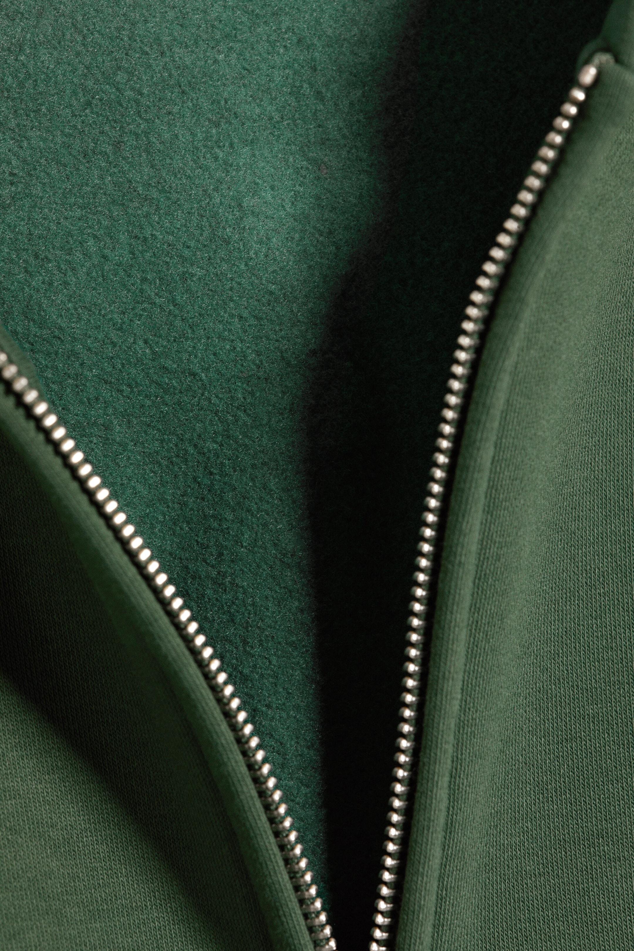 Dark Green - Loose Fit Zip Hoodie - 5