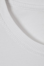 White - Classic Slim Ribbed Cotton T-shirt - 5