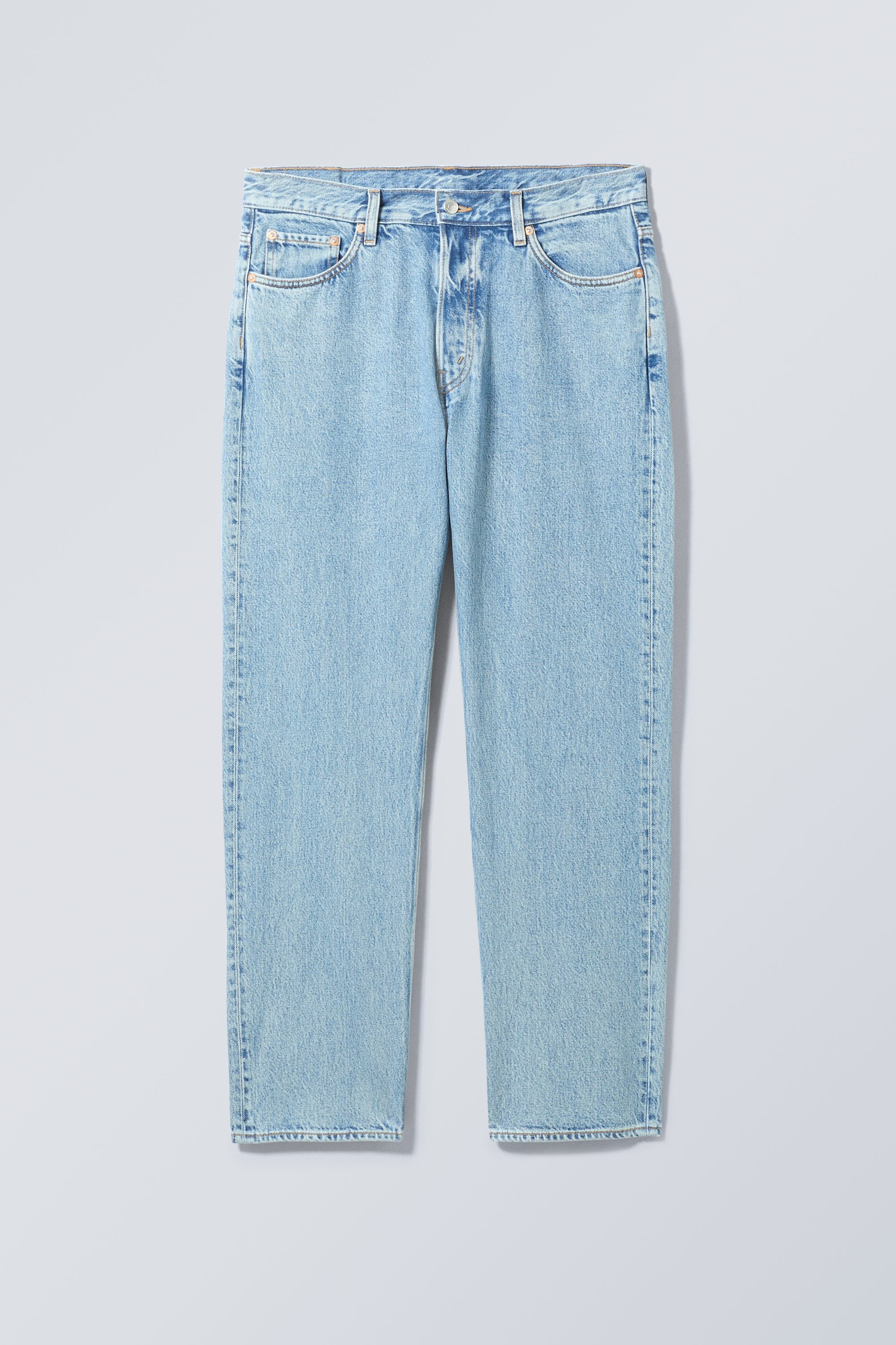 Ljusblå - Space Mid Waist Relaxed Straight Jeans - 0