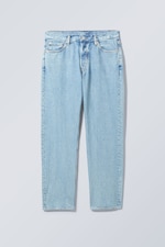 Ljusblå - Space Mid Waist Relaxed Straight Jeans - 0