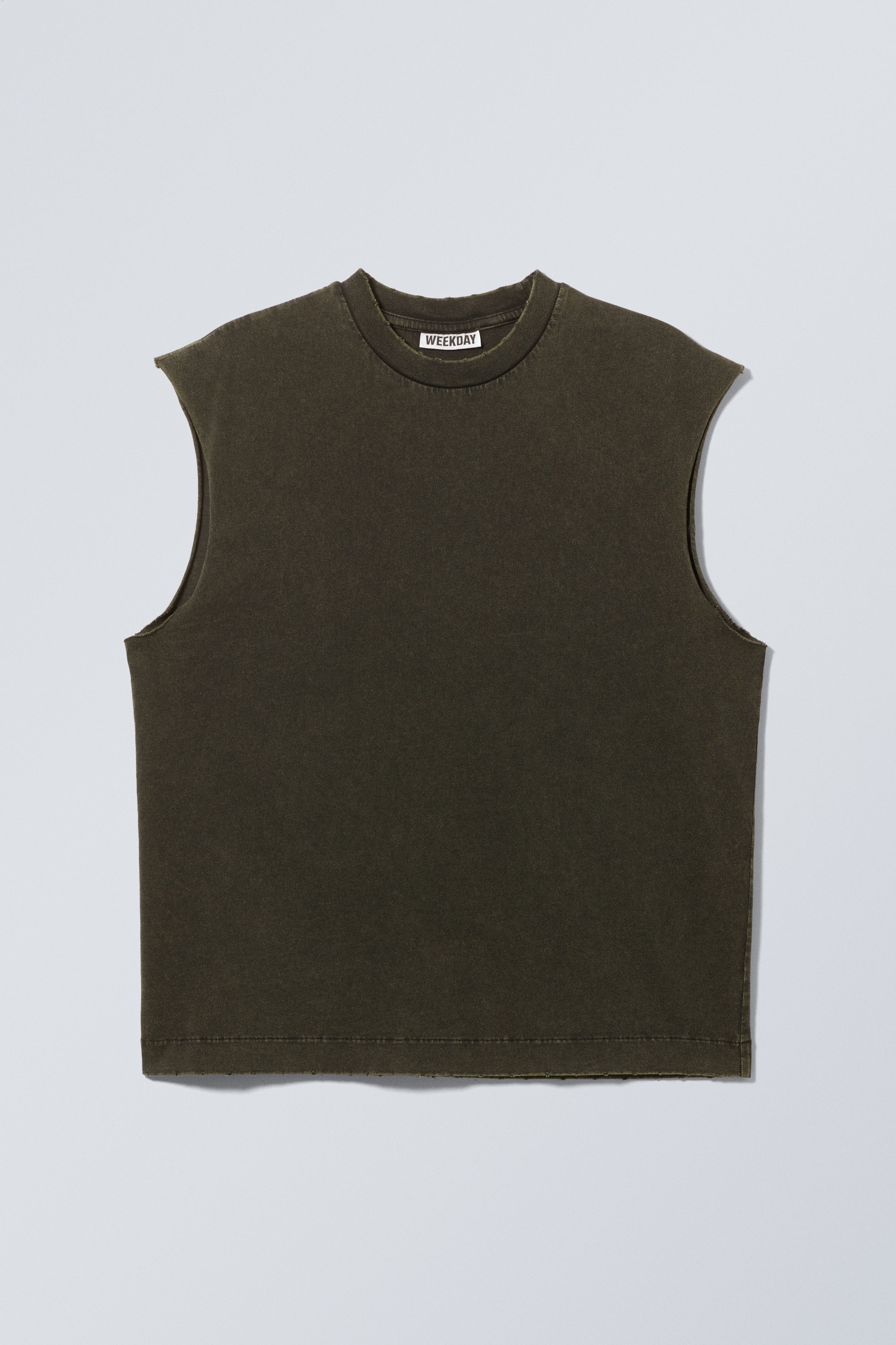 Verwaschenes Schwarz - Weit geschnittenes Tanktop mit unversäubertem Saum - 1