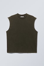 Verwaschenes Schwarz - Weit geschnittenes Tanktop mit unversäubertem Saum - 0
